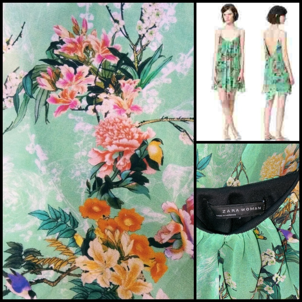 Zara Woman Seafoam Green Floral Garden Tank Dress - Picture 3 of 6